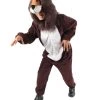 HPO Men's Adult Unisex Brown & White Straight Long Jumpsuit Lion Costume Bundle