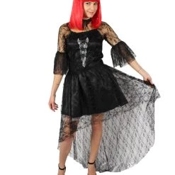 HPO Adult Women's Black And White Dress Dreadful Costume Bundle