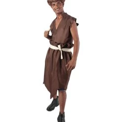 HPO Adult Men's Brown And White Top Anime Style Costume Bundle