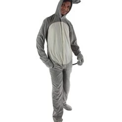 HPO Adult Men's Grey And White Jumpsuit Mouse Costume Bundle