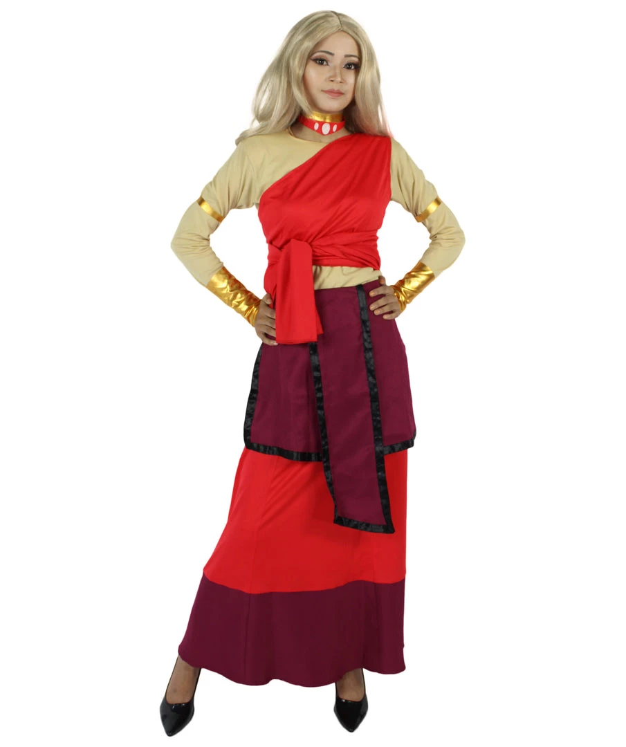 HPO Adult Women's Red Straight Long Waterbender Fire Nation Costume