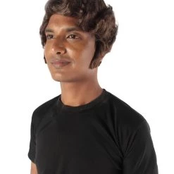 HPO Adult Men's Halloween Baroque Brown Renaissance Wig With Long Side Burns