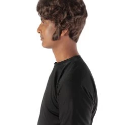 HPO Adult Men's Halloween Baroque Brown Renaissance Wig With Long Side Burns