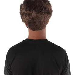 HPO Adult Men's Halloween Baroque Brown Renaissance Wig With Long Side Burns