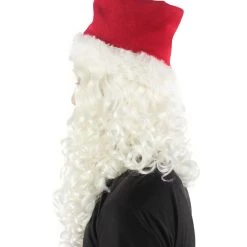 HPO Men's Adult Unisex Christmas Santa Wig Beard And Hat Set, Long Synthetic Fibers