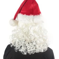 HPO Men's Adult Unisex Christmas Santa Wig Beard And Hat Set, Long Synthetic Fibers