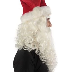 HPO Men's Adult Unisex Christmas Santa Wig Beard And Hat Set, Long Synthetic Fibers