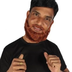 HPO Adult Men's Medium Frizzly Ginger Box Beard, High Quality Synthetic Fiber