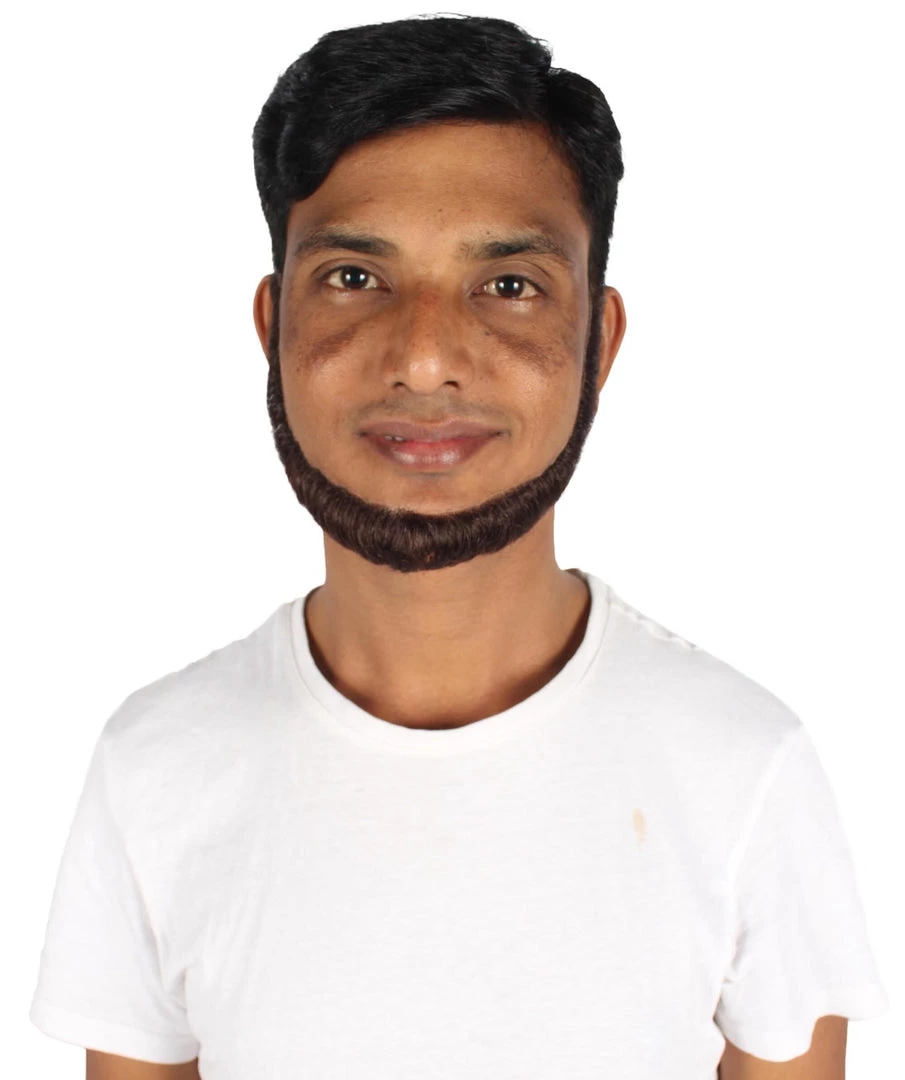 HPO Adult Men's Short Dark Brown Chinstrap False Beard, High Quality Synthetic Fiber