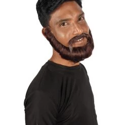 HPO Adult Men's Dark Brown Boxed Beard, High Quality Synthetic Fiber