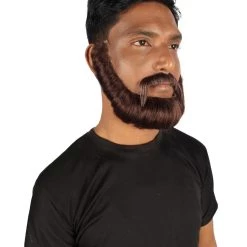 HPO Adult Men's Dark Brown Boxed Beard, High Quality Synthetic Fiber