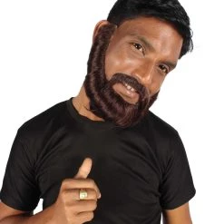 HPO Adult Men's Dark Brown Boxed Beard, High Quality Synthetic Fiber