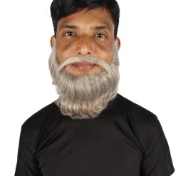 HPO Adult Men's Medium Length Silver Garibaldi Beard, Synthetic Fiber