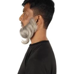 HPO Adult Men's Medium Length Silver Garibaldi Beard, Synthetic Fiber