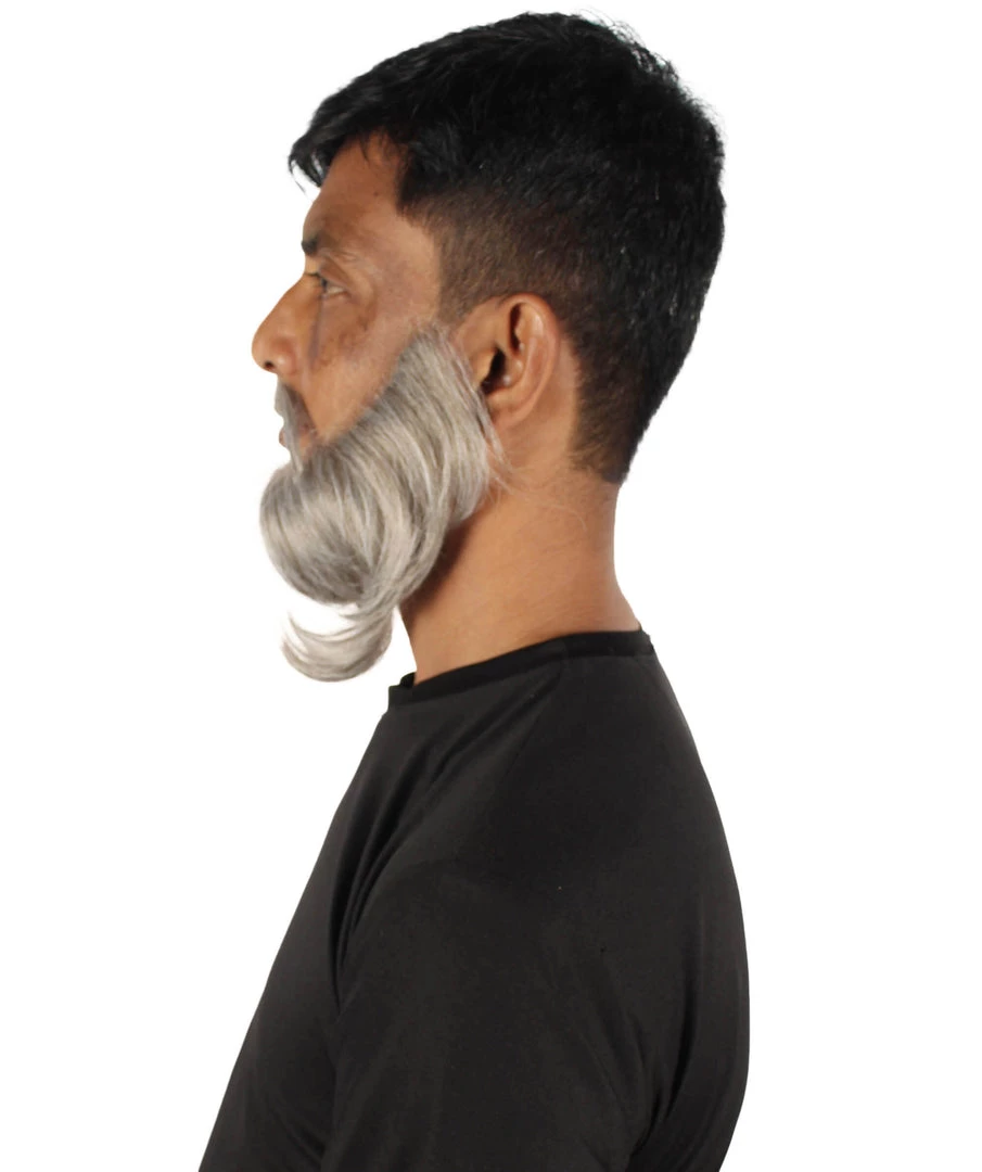 HPO Adult Men's Medium Length Silver Garibaldi Beard, Synthetic Fiber