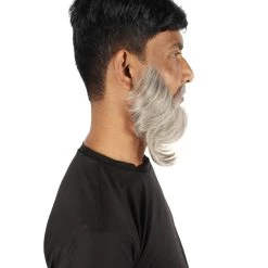 HPO Adult Men's Medium Length Silver Garibaldi Beard, Synthetic Fiber