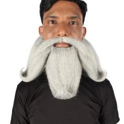 HPO Adult Men's Giant Twisted Wizard Champion Mustache And Beard, Multiple Color Options, Synthetic Fiber