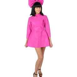 HPO Adult Women's Pink Singer Costume With Headband Bundle