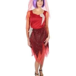 HPO Adult Women's Corpse Bridal Red Dress Animated Movie Costume