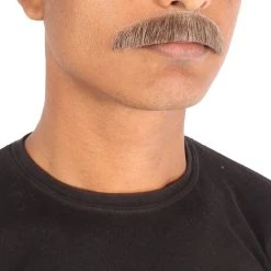 HPO Men's Human Hair Mustache Cosplay Facial Hair