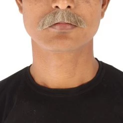 HPO Men's Human Hair Mustache Cosplay Facial Hair