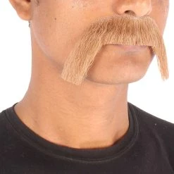 HPO Men's Human Hair Mustache Cosplay Facial Hair