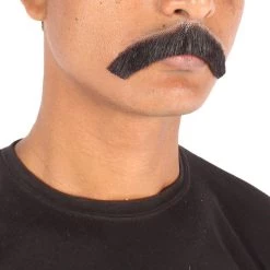 HPO Men's Borat Fake Human Hair Cowboy Mustache (Dark Black)