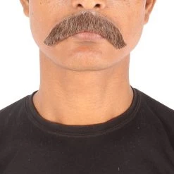 HPO Men's Borat Fake Human Hair Cowboy Mustache (Dark Black)