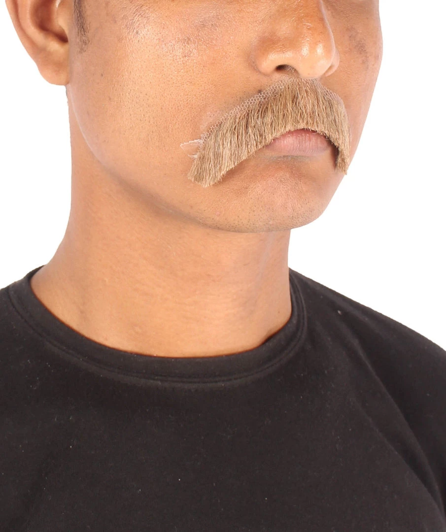 HPO Men's Borat Fake Human Hair Cowboy Mustache (Dark Black)