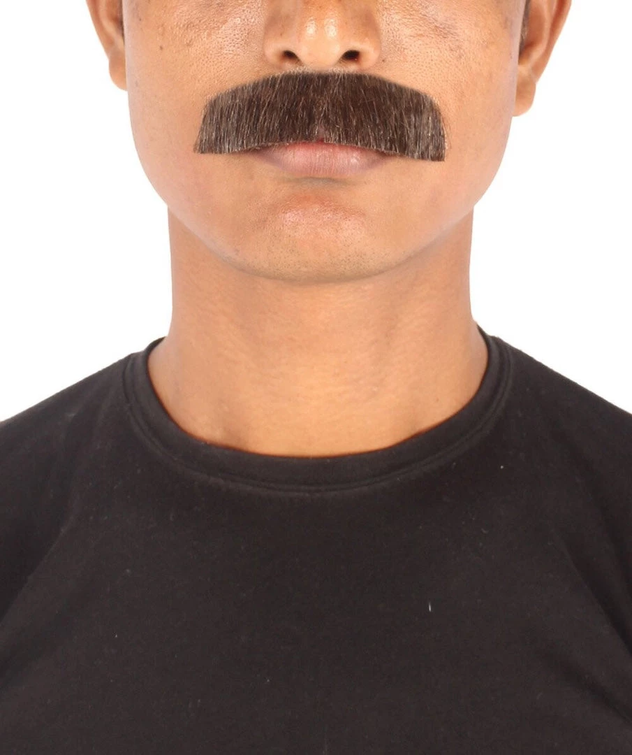 HPO Men's Human Hair Fake Mustache Cosplay Facial Hair Borat (Soft White)