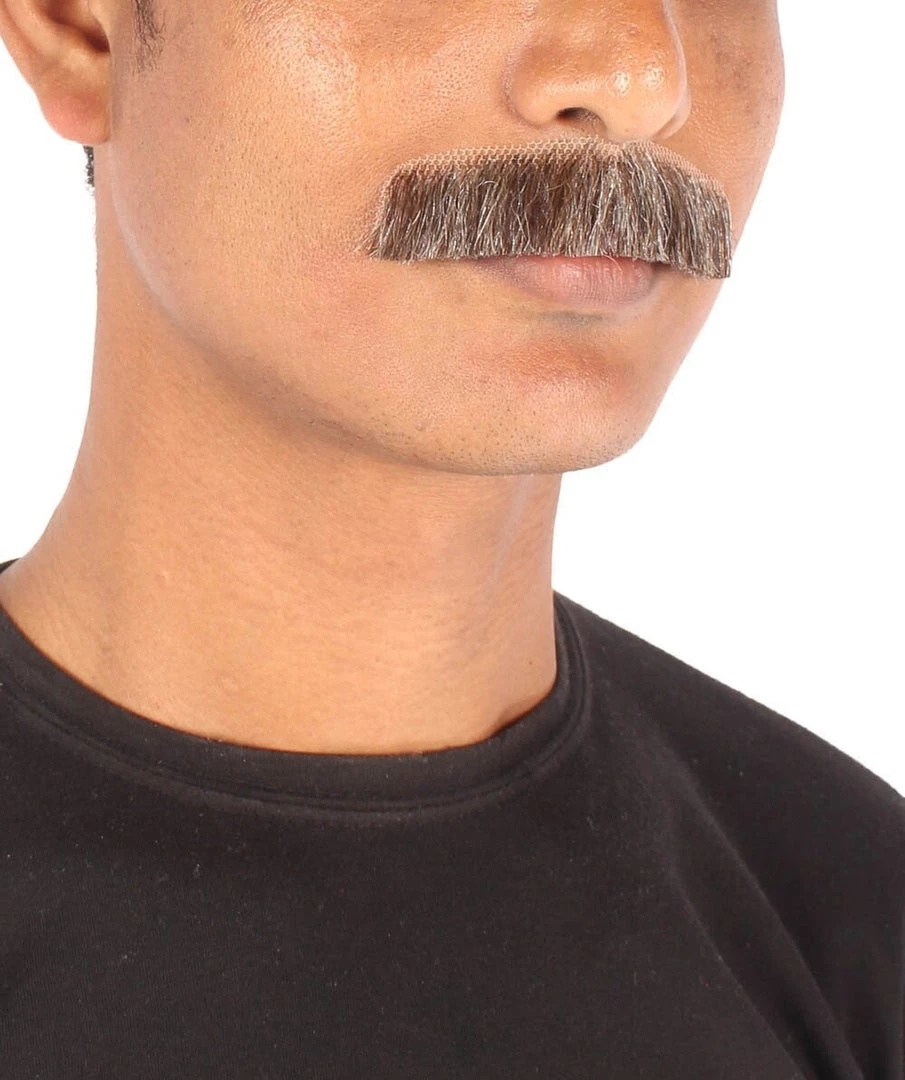 HPO Men's Human Hair Fake Mustache Cosplay Facial Hair Borat (Soft White)