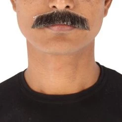 HPO Men's Human Hair Fake Mustache Cosplay Facial Hair Borat (Soft White)