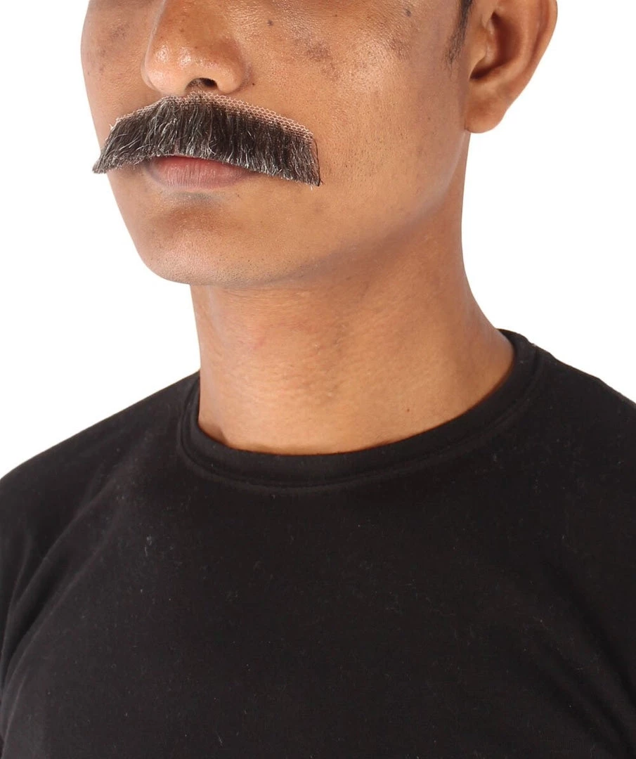 HPO Men's Human Hair Fake Mustache Cosplay Facial Hair Borat (Soft White)