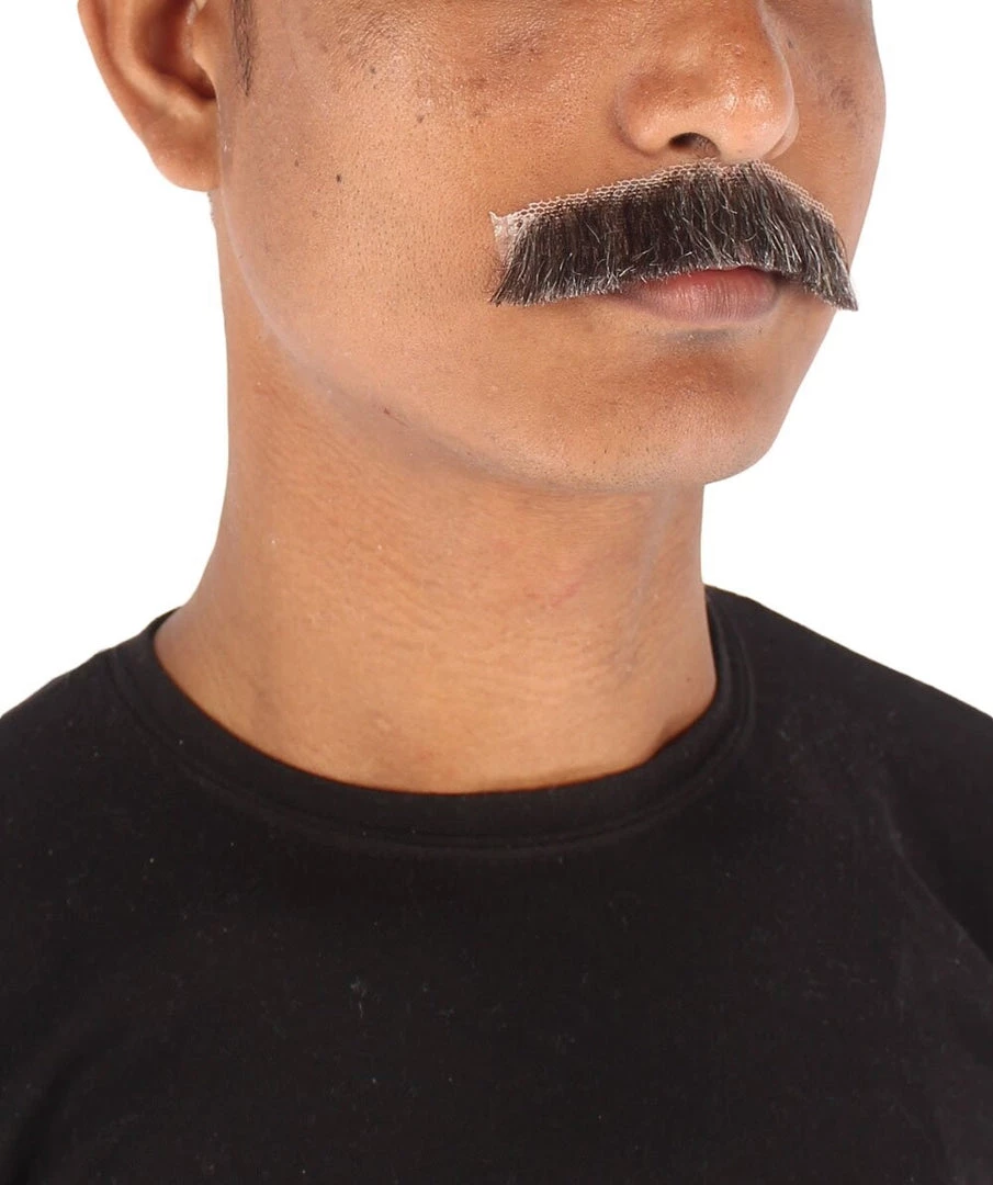 HPO Men's Human Hair Fake Mustache Cosplay Facial Hair Borat (Soft White)