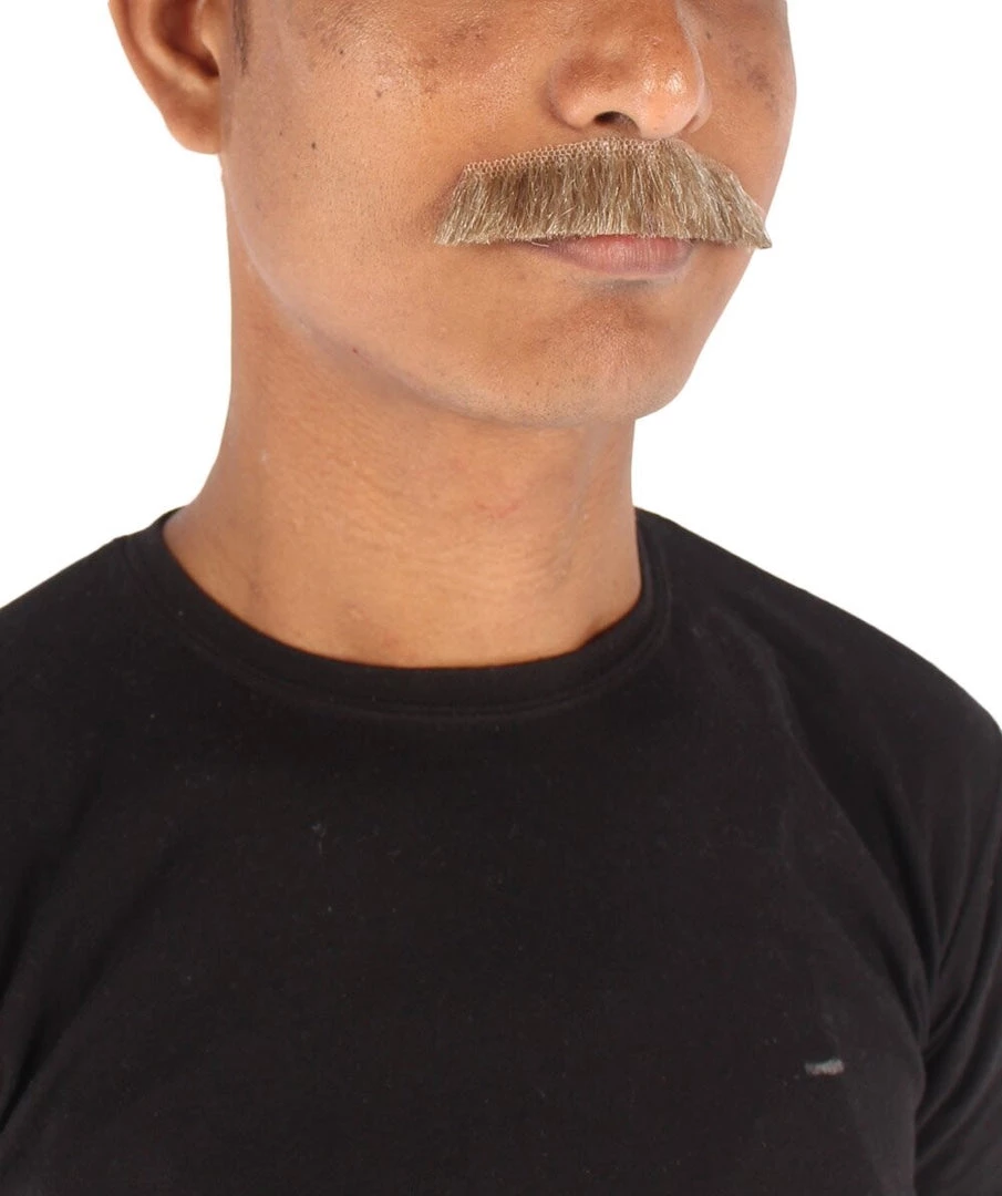 HPO Men's Human Hair Fake Mustache Cosplay Facial Hair Borat (Soft White)