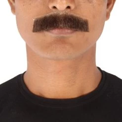 HPO Men's Human Hair Fake Mustache Cosplay Facial Hair Borat (Soft White)