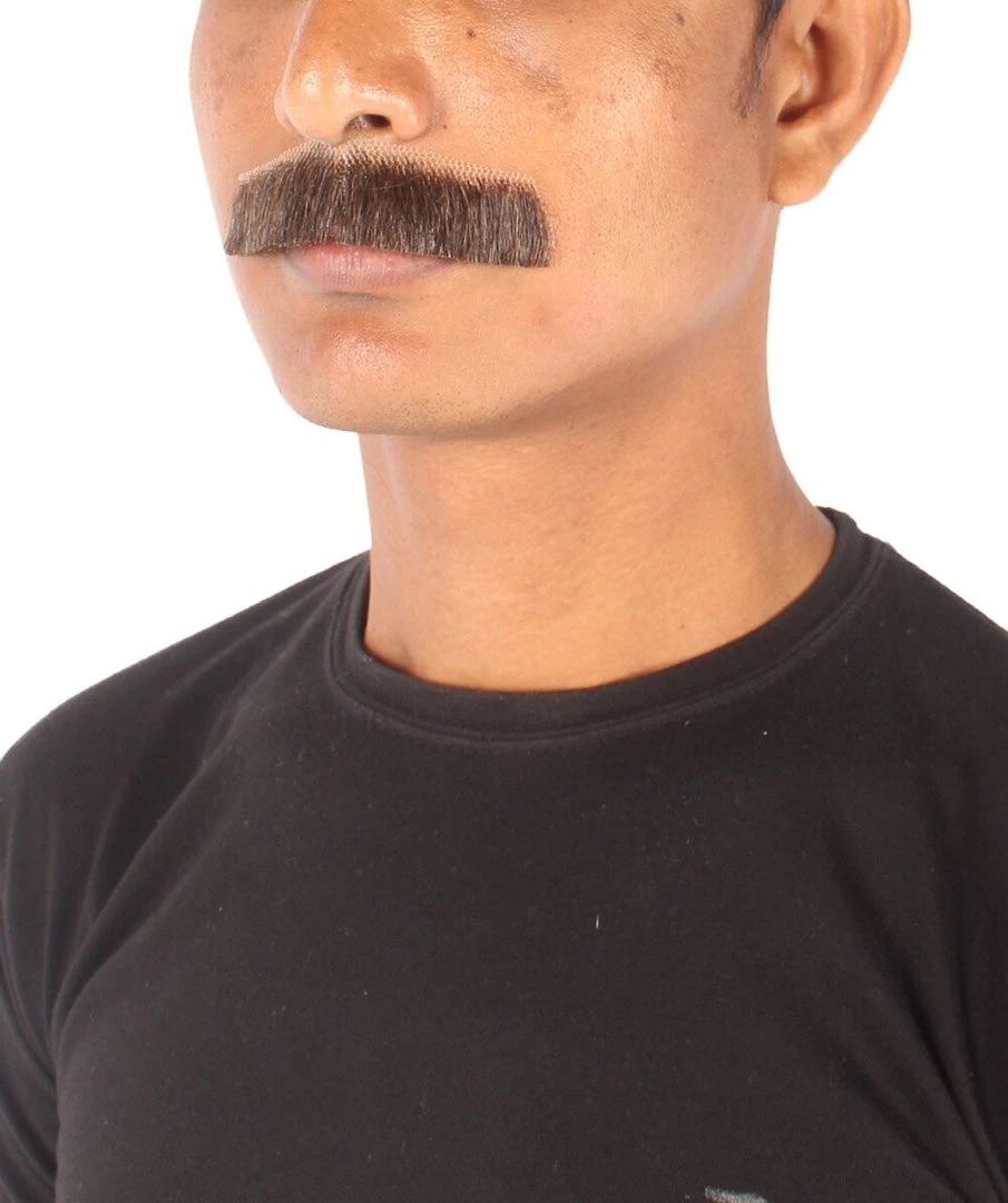 HPO Men's Human Hair Fake Mustache Cosplay Facial Hair Borat (Soft White)