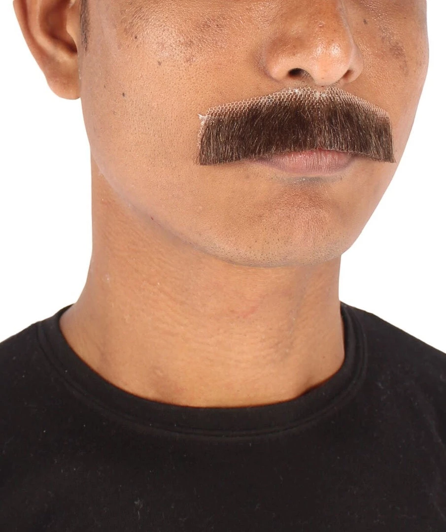 HPO Men's Human Hair Fake Mustache Cosplay Facial Hair Borat (Soft White)