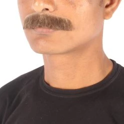 HPO Men's Human Hair Fake Mustache Cosplay Facial Hair Borat (Soft White)