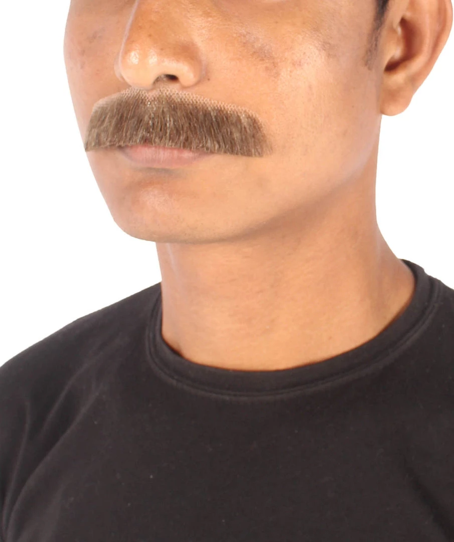HPO Men's Human Hair Fake Mustache Cosplay Facial Hair Borat (Soft White)