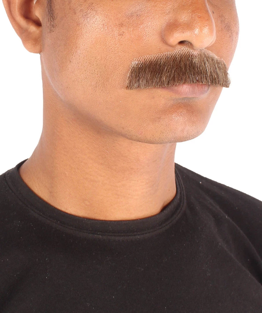 HPO Men's Human Hair Fake Mustache Cosplay Facial Hair Borat (Soft White)
