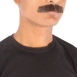 HPO Men's Human Hair Fake Mustache Cosplay Facial Hair Borat (Soft White)