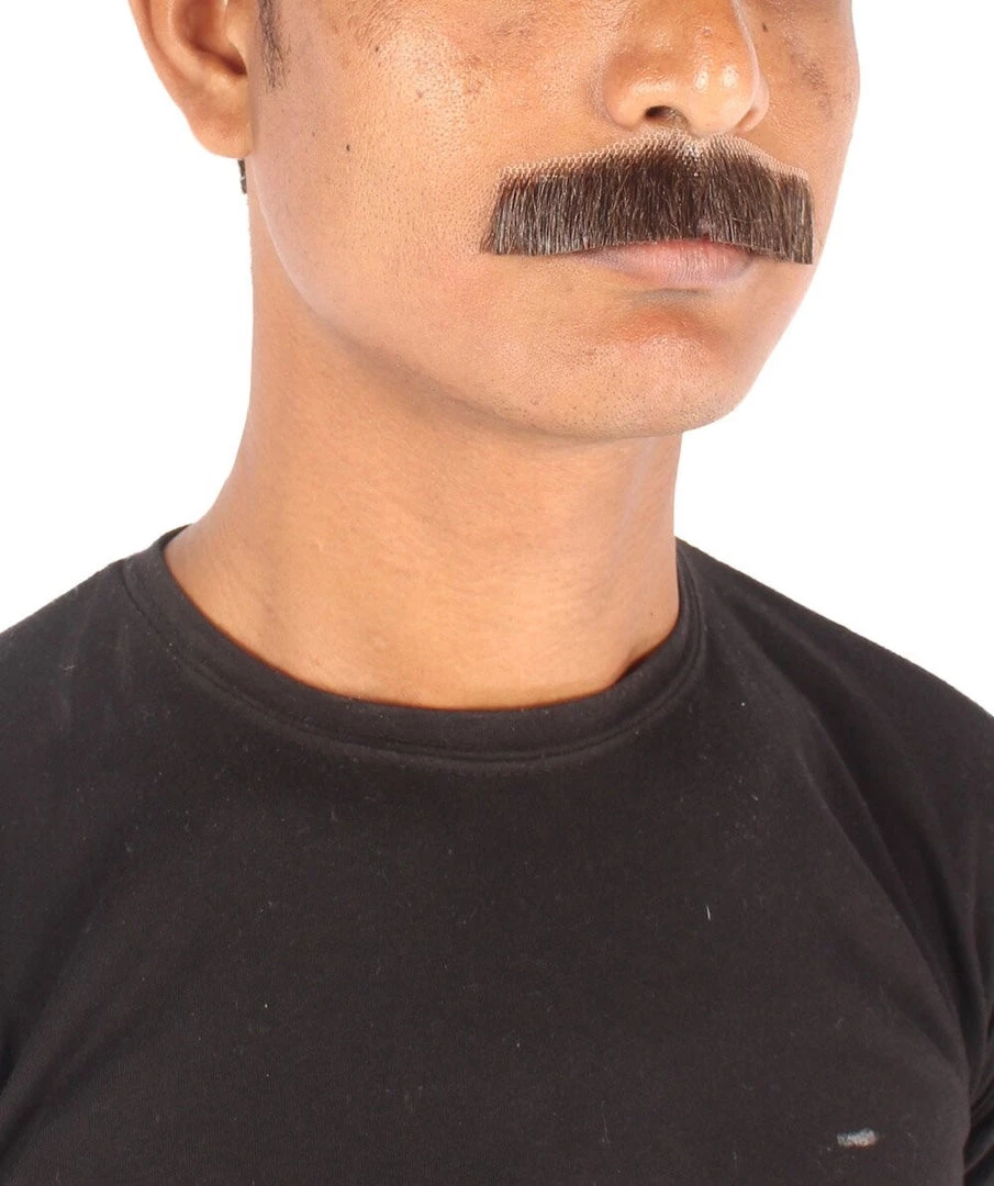 HPO Men's Human Hair Fake Mustache Cosplay Facial Hair Borat (Soft White)