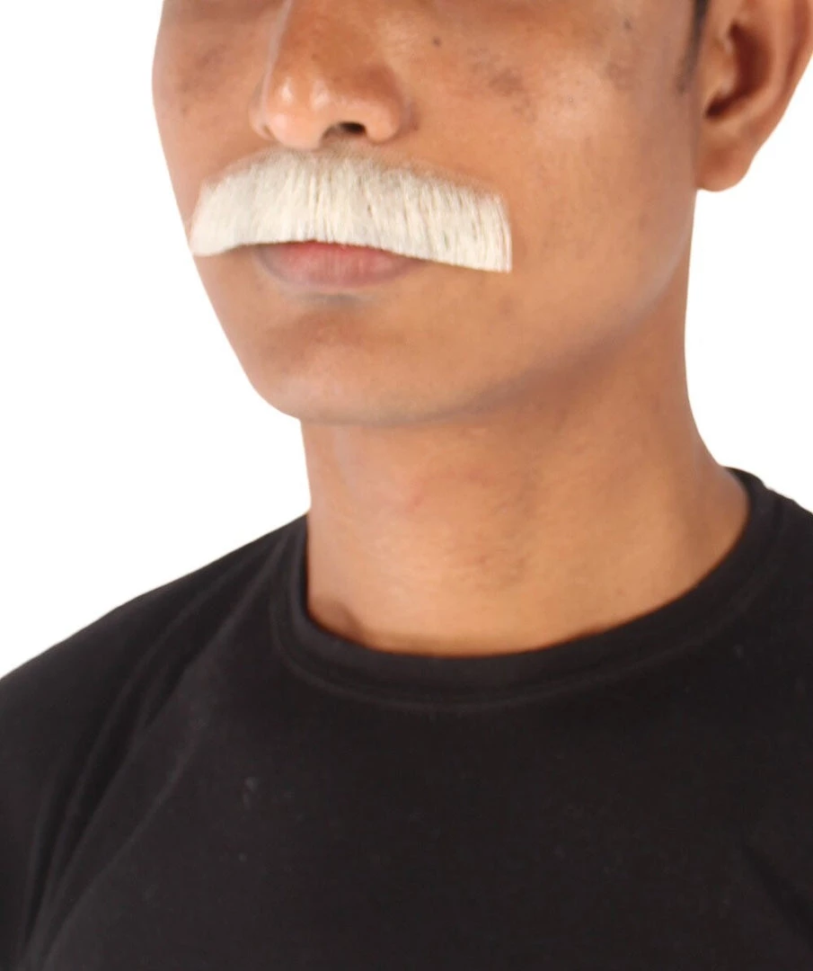 HPO Men's Human Hair Fake Mustache Cosplay Facial Hair Borat (Soft White)