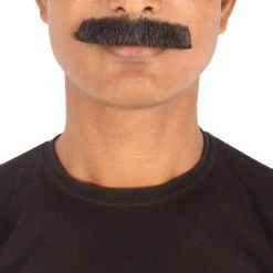 HPO Men's Human Hair Fake Mustache Cosplay Facial Hair Borat (Soft White)