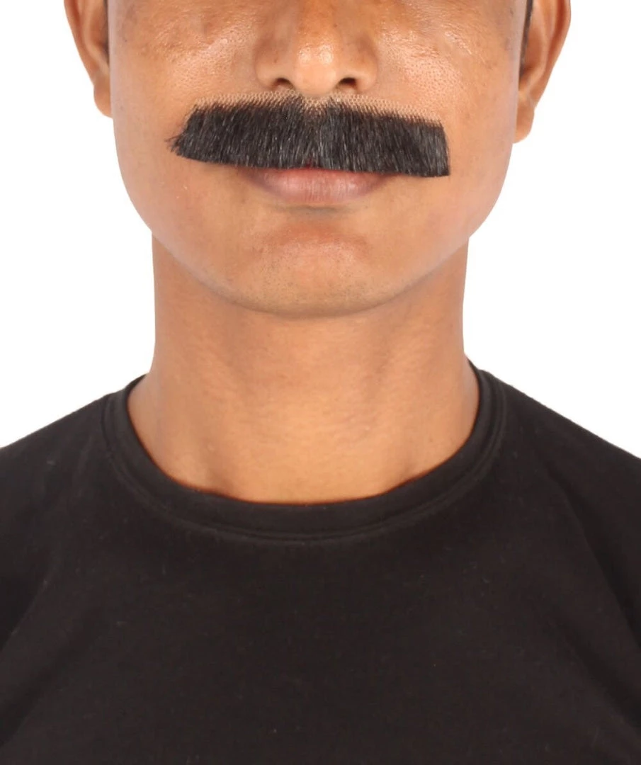 HPO Men's Human Hair Fake Mustache Cosplay Facial Hair Borat (Soft White)