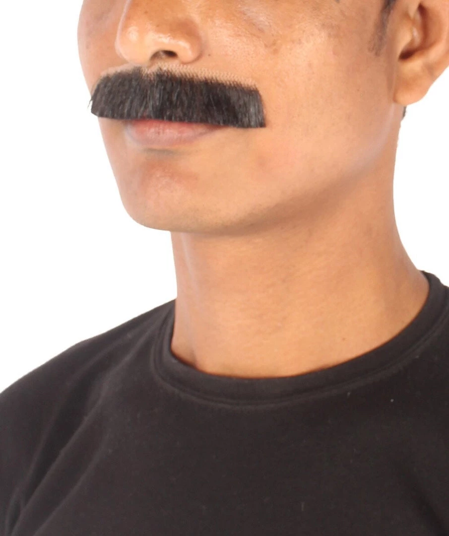 HPO Men's Human Hair Fake Mustache Cosplay Facial Hair Borat (Soft White)