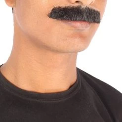 HPO Men's Human Hair Fake Mustache Cosplay Facial Hair Borat (Soft White)