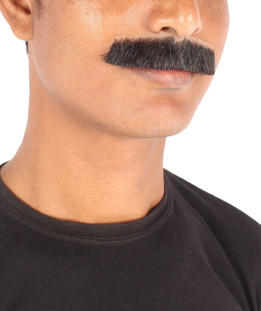 HPO Men's Human Hair Fake Mustache Cosplay Facial Hair Borat (Soft White)