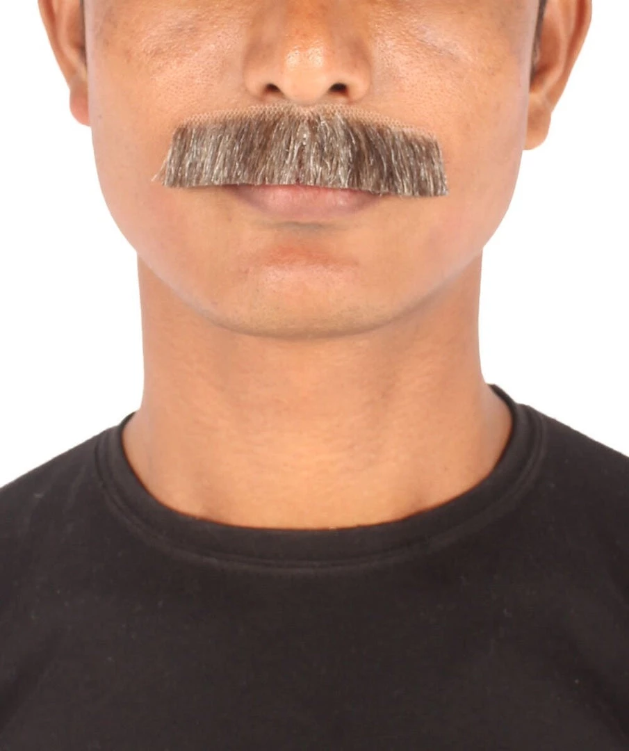 HPO Men's Human Hair Fake Mustache Cosplay Facial Hair Borat (Soft White)